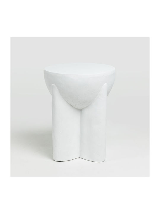Round Side Table Lithos Handle White 36.5x36.5x46.5 cm
