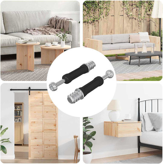 Vidaxl Βίδα Κλειδαριάς 2 Pcs Ασημί Μαύρο M6 X 40 Χιλ Μέταλλο
