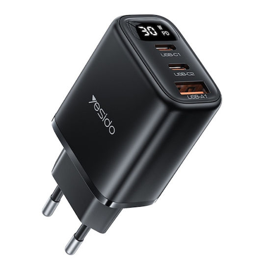 Yesido Încărcător cu Cablu USB-C Integrat 30W Power Delivery Negru