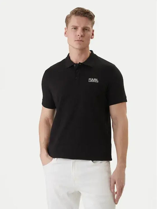 Karl Lagerfeld Polo Μπλούζα Κοντομάνικη Μαύρη