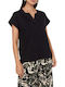 Women's Blouse with V-Neck Black