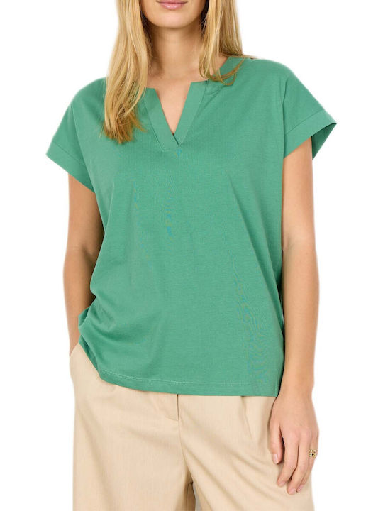Women's Blouse with V-Neck Green