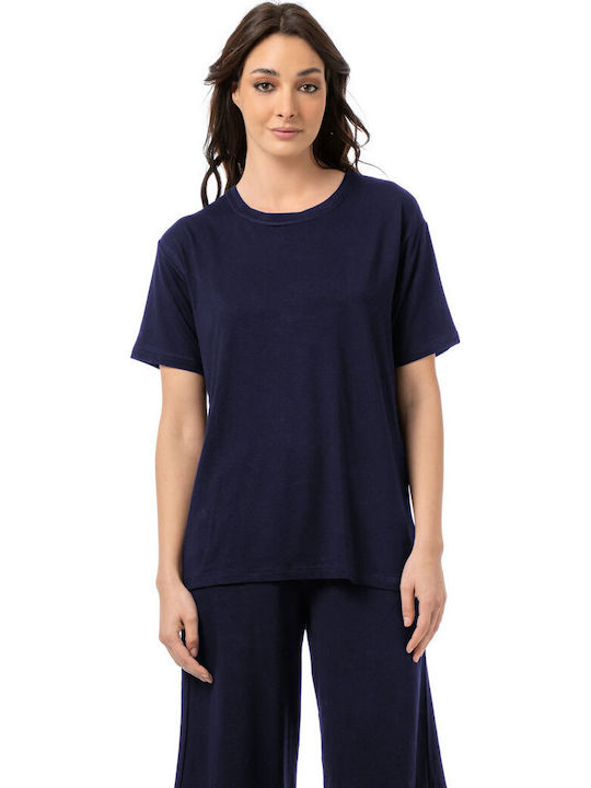 Bodymove Damen Bluse Baumwolle Blau