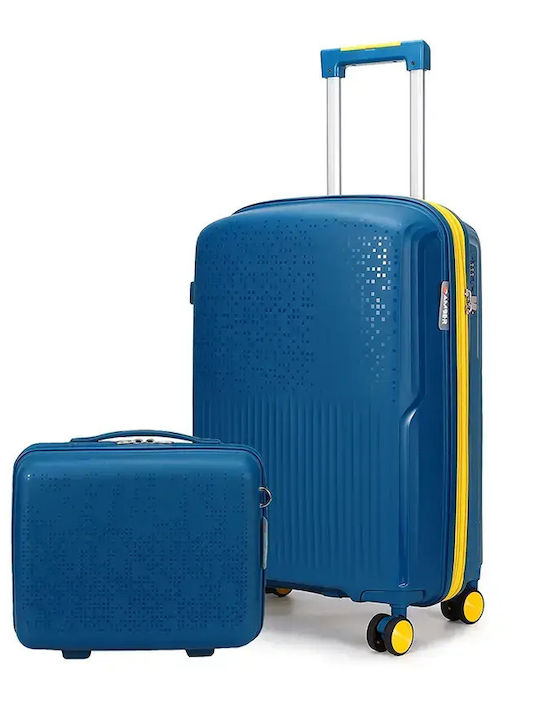 Amber Hard Blue Suitcases With 4 Wheels Set 2pcs