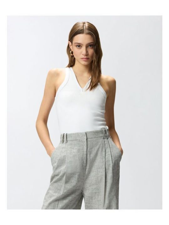 Women's Cotton Top with V-Neck White