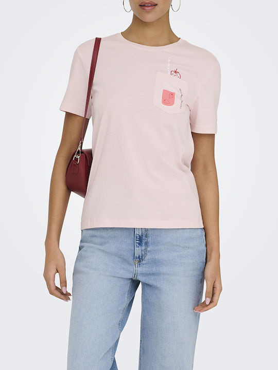 Only Women's Cotton Short Sleeve Blouse Pale Lilac