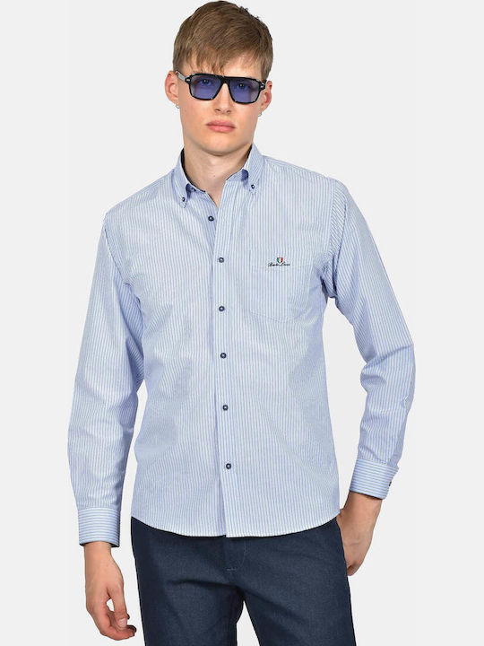 Berto Lucci Long Sleeve Regular Fit Striped Sky...