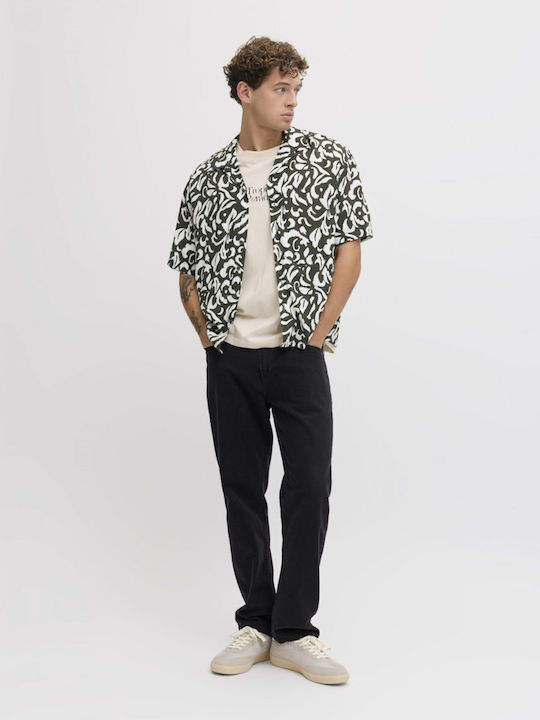 Short Sleeve Shirt in Wide Line Floral Olive 12290012 Beetle