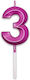 Candle Prestige Fuchsia Metal 9 Cm Number 3
