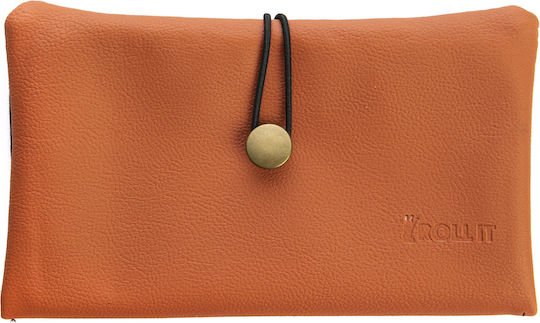 Rollit Tobacco Pouch Black Artificial Leather Handmade with Button 18x9.5cm
