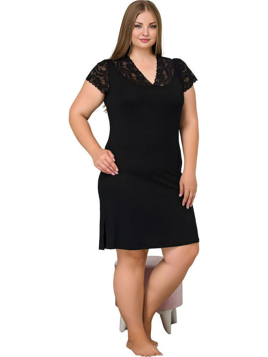 Lady Sommerliches Damen-Nachthemd Schwarz