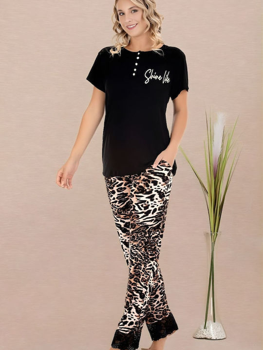 Lady Sommerliches Damen-Pyjama-Set Mehrfarbig