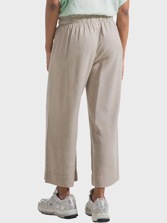 Women's Fabric Capri Trousers Beige