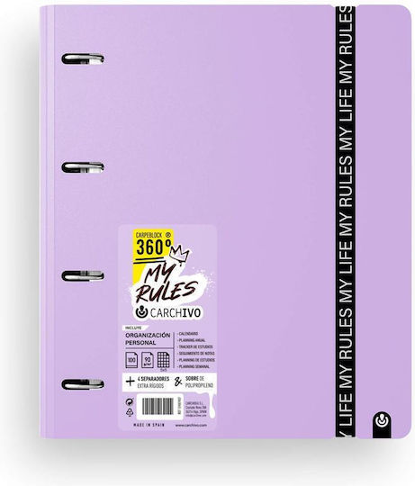 Carchivo Clipboards 360 Rings My Rules A4 And Replacement Purple Grid Sheets
