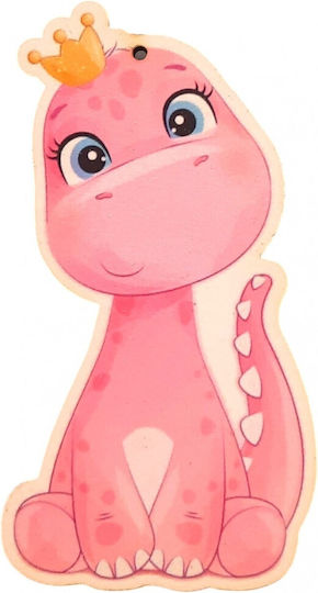 Holzhandwerksdekoration Gedrucktes Hängendes Element Dinosaurier Rosa 10x5cm 2 Stück