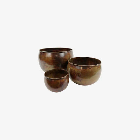 Phos & Gaia Decorative Metal Brown Bowl 3 Pieces