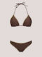 Set Bikini Dreieck Push-Up & Brasilien Unterseiten-Stil Dunkelbraun MB2205.BRAUN