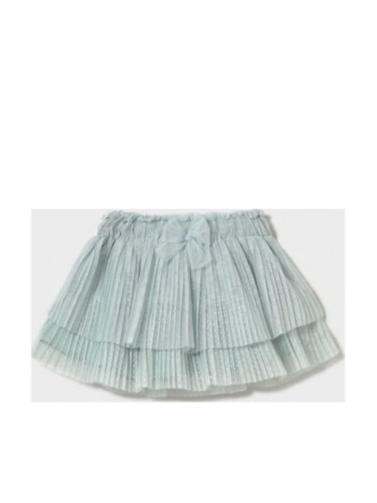 Mayoral Kids Pleated Tulle Skirt Turquoise