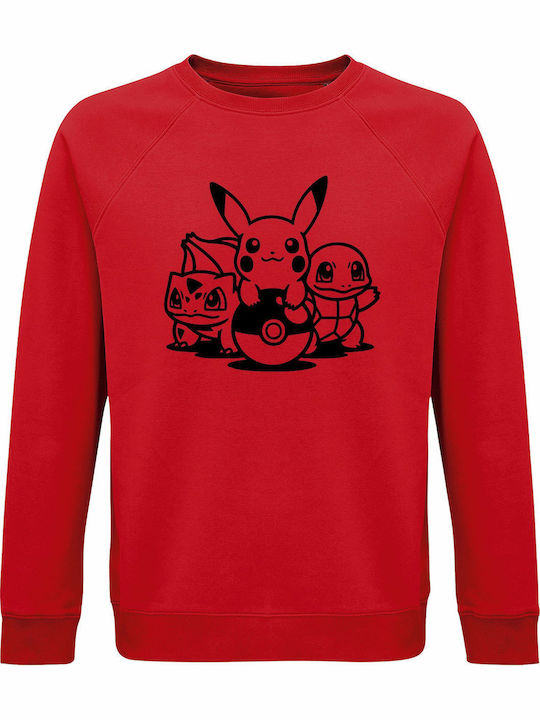 Hanorace Bumbac Organic Unisex Pokemon Fanart Design Roșu