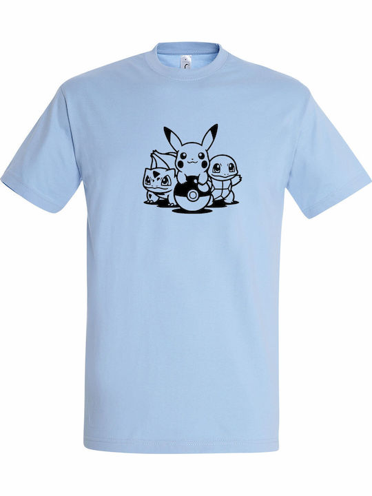 T-shirt Unisex " Pokemon Fanart Design " Sky Blue