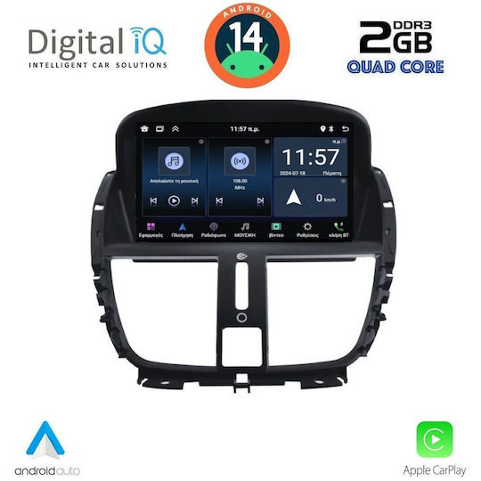 Digital IQ Car Audio System for Peugeot 207 2007-2016 (Bluetooth/USB/WiFi/GPS/Android Auto) with 7" Touch Screen