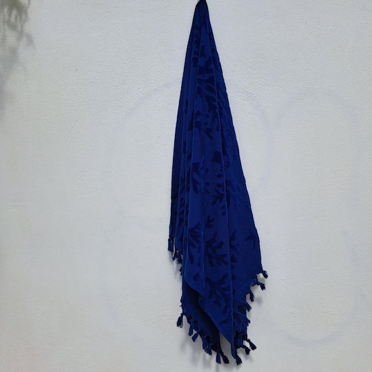 Noidinotte Cotton Blue Beach Towel with Fringes 180x90cm