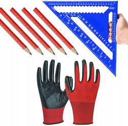 Set T-Quadrat 5 Bleistifte Handschuhe Zola Aluminium 90° 45° Winkel 300 x 430 x 4 mm mm Zoll Fuß Fertige Kanten Dreieckig Blau