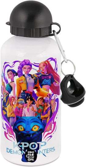 Kpop Demon Hunters Huntrix Метална Бутилка За Вода Бяла Алуминиева 500ml