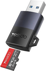 Kartenleser Usb 3.0 Micro Sd Tf 5gbps Aluminium Yesido Graue Kartenleser Usb 3.0 Micro Sd Tf 5gbps Aluminium Yesido Graue