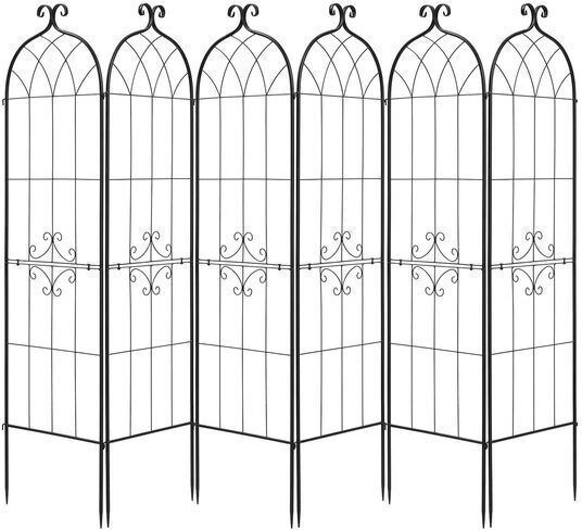 Set 6 X Metal Garden Trellis 180 X 52.5 Cm Steel Black Set 6 X Metal Garden Trellis 180 X 52.5 Cm Steel Black