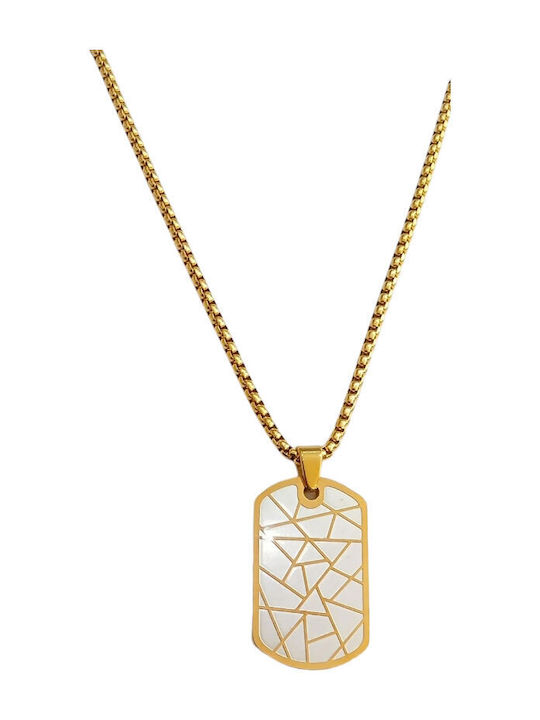 Kalliopi Silver Necklace ID Card From Gold Plated Steel