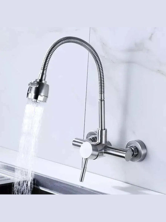 Alista Home Cf014 Baterie Chiuvetă Bucătărie Perete Flexibilă Argintie