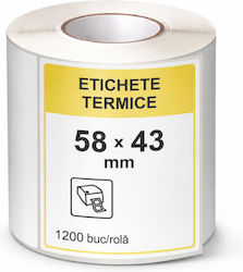 Thermal Labels 58x43 Mm Roll 1200 Self-adhesive Pieces