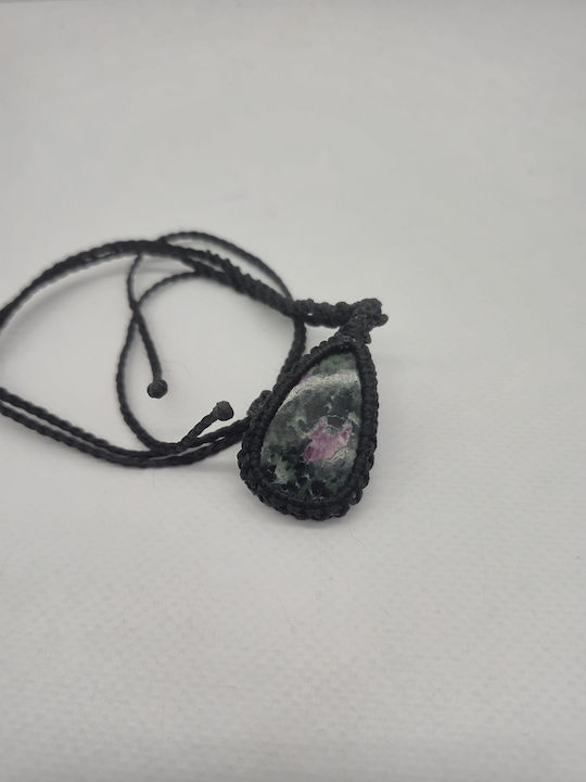 Macrame Necklace Ruby Zoisite Adjustable Handmade Jewelry