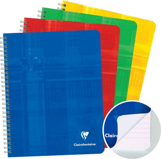Clairefontaine Spiral Notebook A5 60 Sheets with White Pages with Pen Case Green
