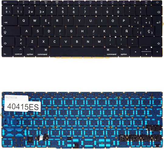 Tastatură Spaniolă Pentru Laptop Apple Macbook 12" Retina A1534 2015 2016 2017 Emc 2746 Emc 2991 Emc 3099 613-01195 613-02547 661-02280 Es Fără Cadru Retroiluminată Neagră Cod 40415es