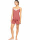 Pink Label Καλοκαιρινό Babydoll Peach Pink