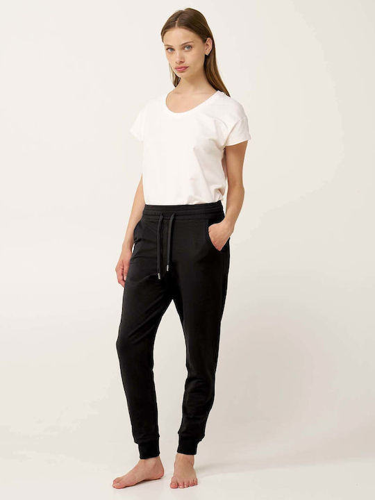 Vamp Winterschlafanzug Damen Baumwollene Damenhose Pyjama Schwarz