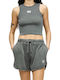 Women's Sleeveless Khaki Blouse