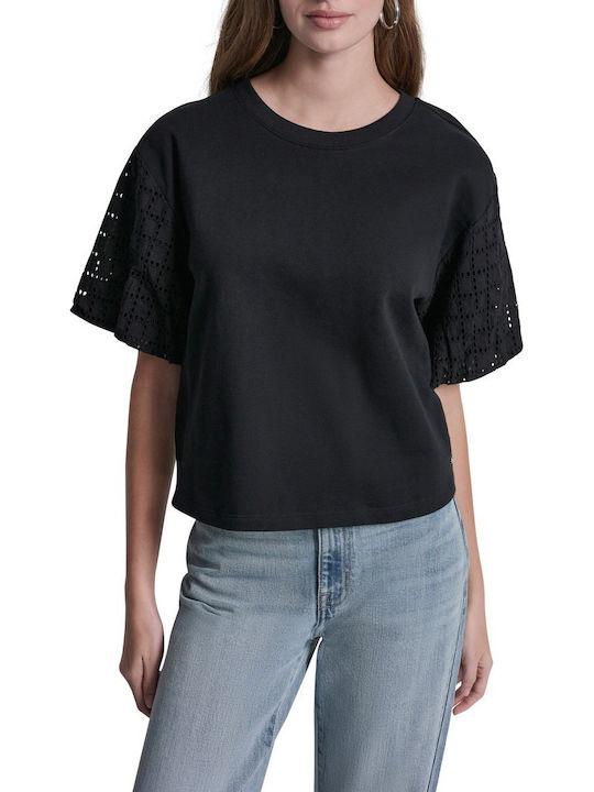 DKNY Women's Cotton Short Sleeve Blouse Blk