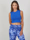 Women's Sleeveless Cotton Blouse Blue