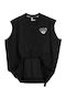 Women's Crop Cotton Sleeveless Black Top