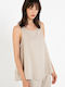 Women's Sleeveless Beige Blouse