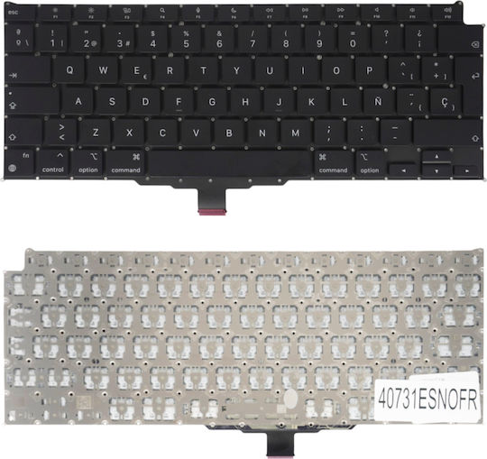 Spanish Laptop Keyboard Apple Macbook Air 13" M1 A2337 Late 2020 MGN63LL/A MGN73LL/A MGND3LL/A ES No Frame Black Code 40731esnofr
