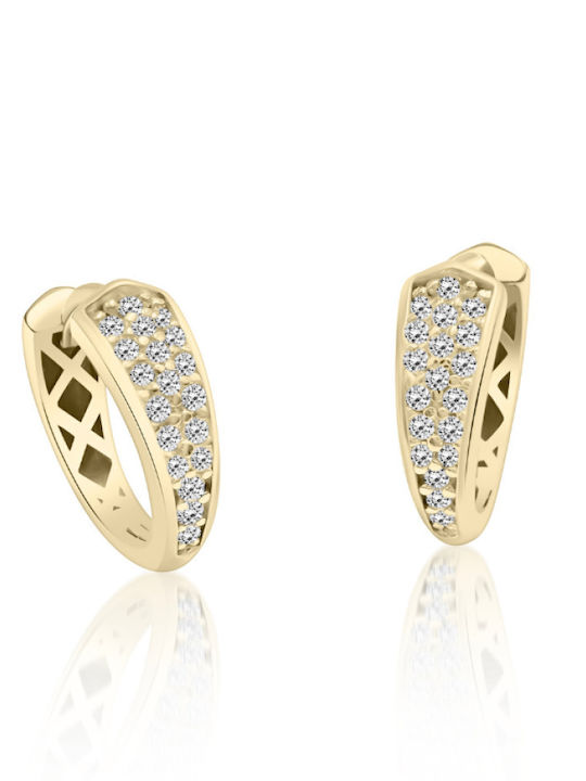 Chrilia Gold Hoop Earrings with Stones