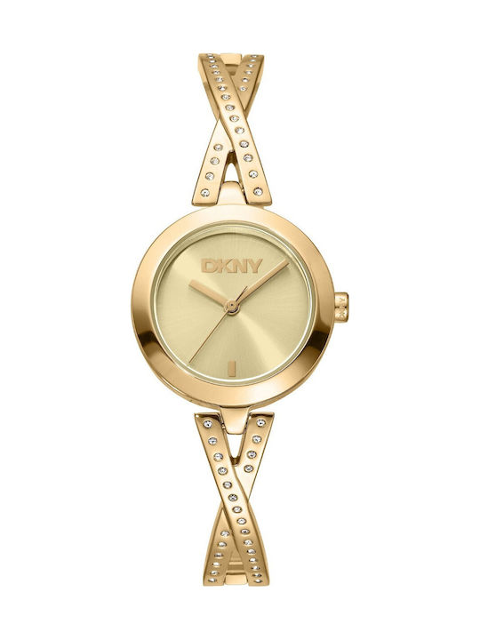 DKNY Γυναικείο Ρολόι Μπαταρίας με Χρυσό Μεταλλικό Μπρασελέ