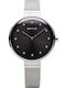 Bering Time Classic Ultra Slim Ceas Dama 34mm Cu Baterie Cu Brățară Din Metal Argintie