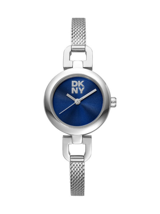DKNY Γυναικείο Ρολόι Μπαταρίας με Ασημί Μεταλλικό Μπρασελέ