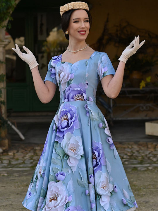 Vintage Summer Midi Dress for Wedding Christening Floral