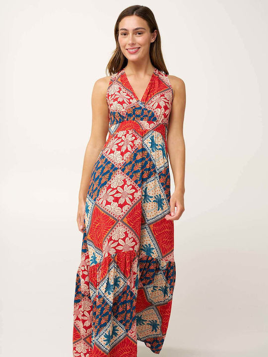 Sommer Maxi Wickel Damenkleid Rot Clay